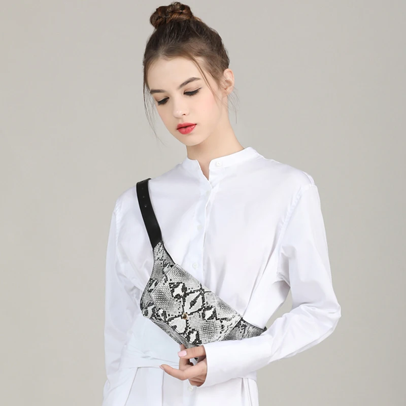

DAUNAVIA Serpentine Fanny Pack Ladies New Fashion Women PU Leather Waist Belt Bag Waist bag Leather Small Shoulder Chest Bags