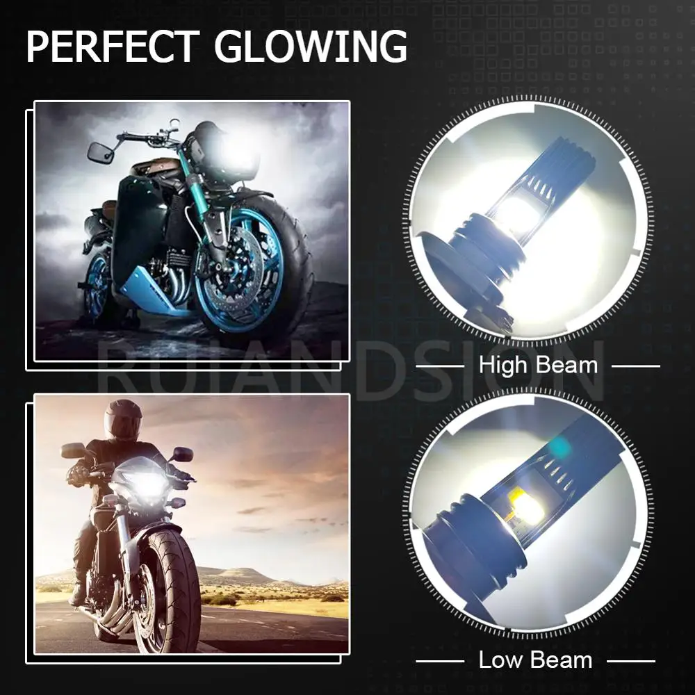 

2 pcs cob chips H4 H6M led bulb car motorcycle headlight high low beam 9-18V fog light driving light 800lm white 6000K