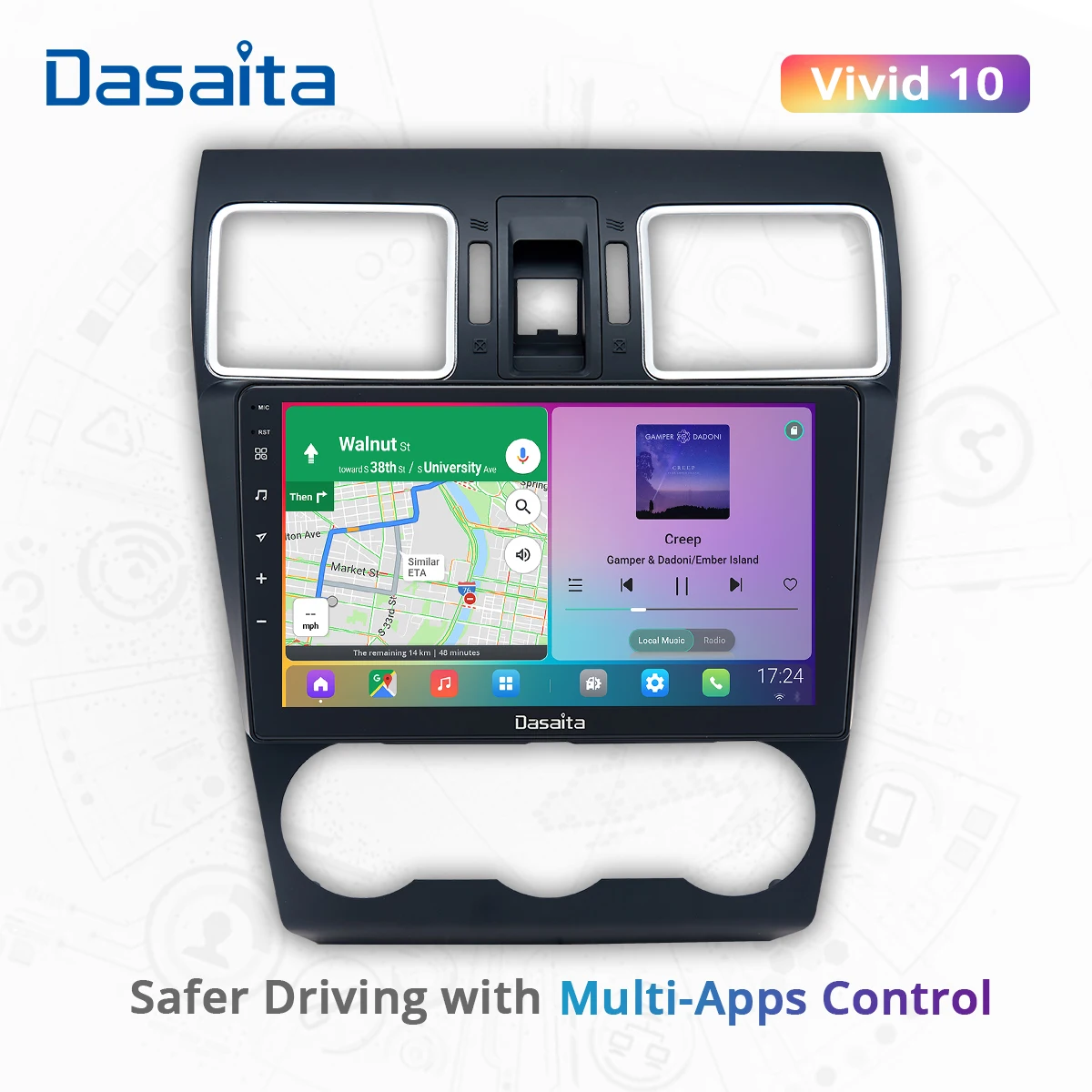 

Dasaita для Subaru Forester 4 WRX 2016 2018 android мультимедийный 9 "IPS сенсорный экран автомобильное радио навигация GPS DSP 1280*720 4G 64G
