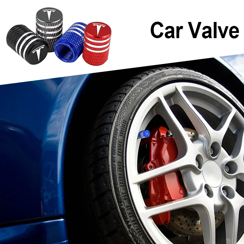 

4pc Four-color aluminum alloy car tire valve For Tesla model 3 model X Y style 2021 Roadster coil bonina k80 car accessories