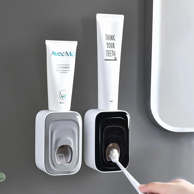 

Dustproof Wall-Mounted Automatic Toothpaste Squeezer Set With Glue Free Punching Lazy Toothpaste Squeezer Bathroom Accessories