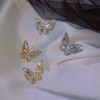 hot sale korean fashion butterfly earrings for women exquisite rhinestone cute girl stud party accessories