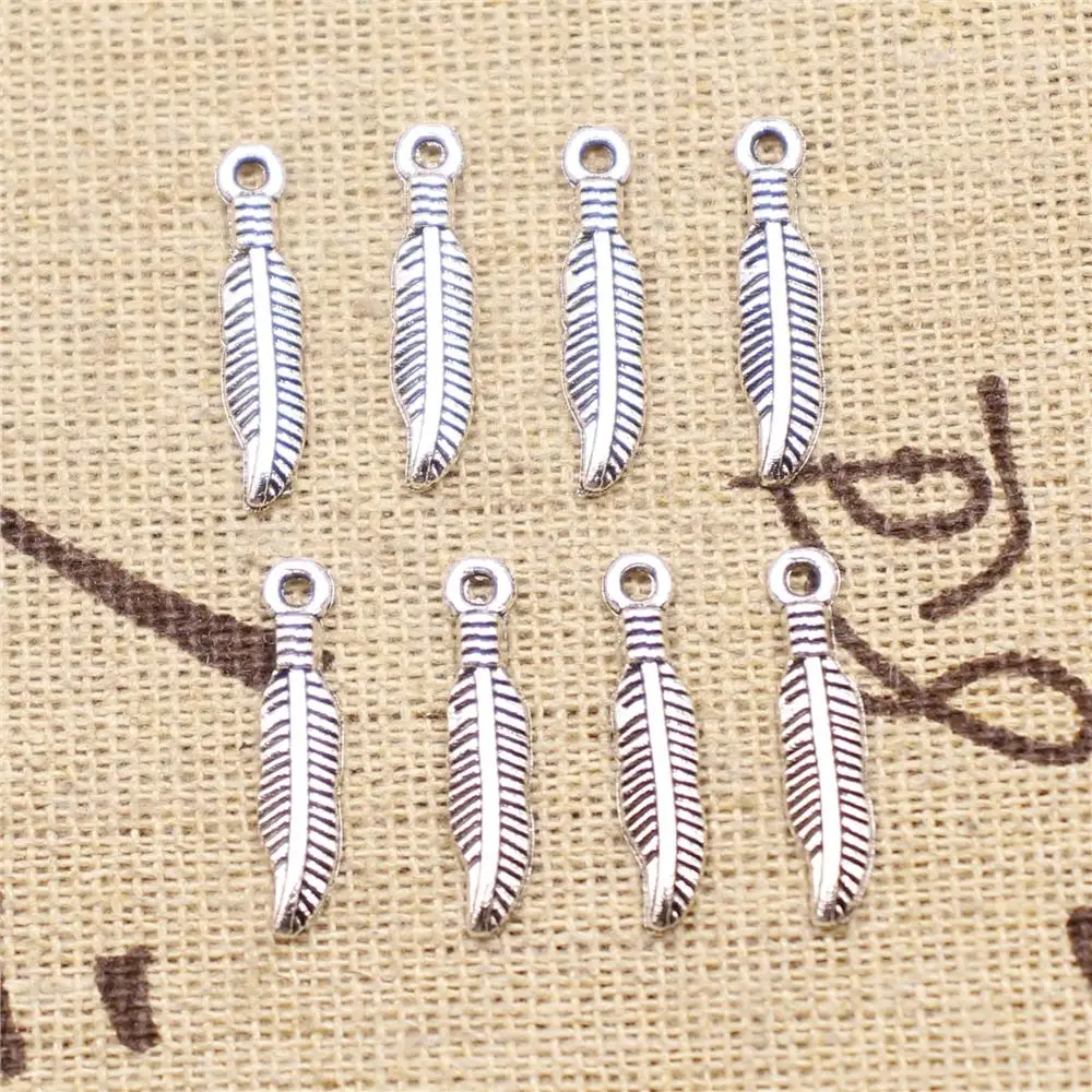 

Pendants Jewelry Making 30pcs 19x4mm Antique Silver Color Leaves Charms