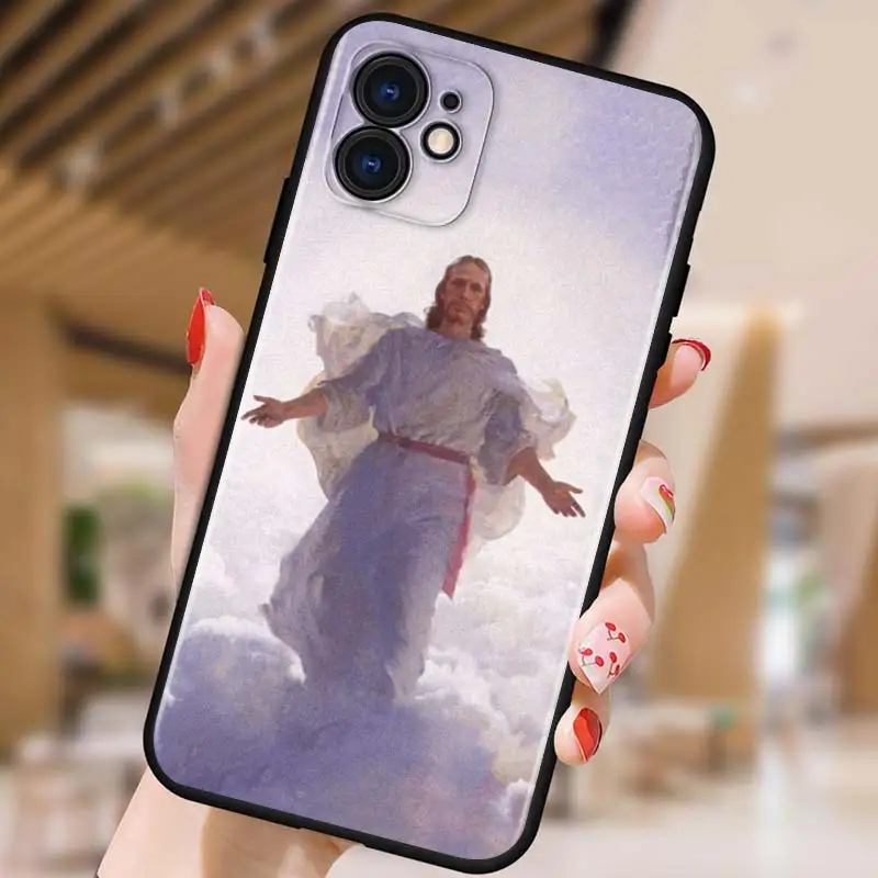 

God Jesus for iPhone 5 5S 6 7 8 X XR XS 11 SE 12 2020 mini Plus Pro MAX TPU Black Soft Cover