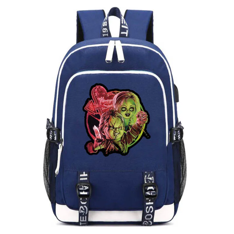 Ужасный мультяшный рюкзак из ткани Оксфорд с USB зарядкой школьные ранцы для