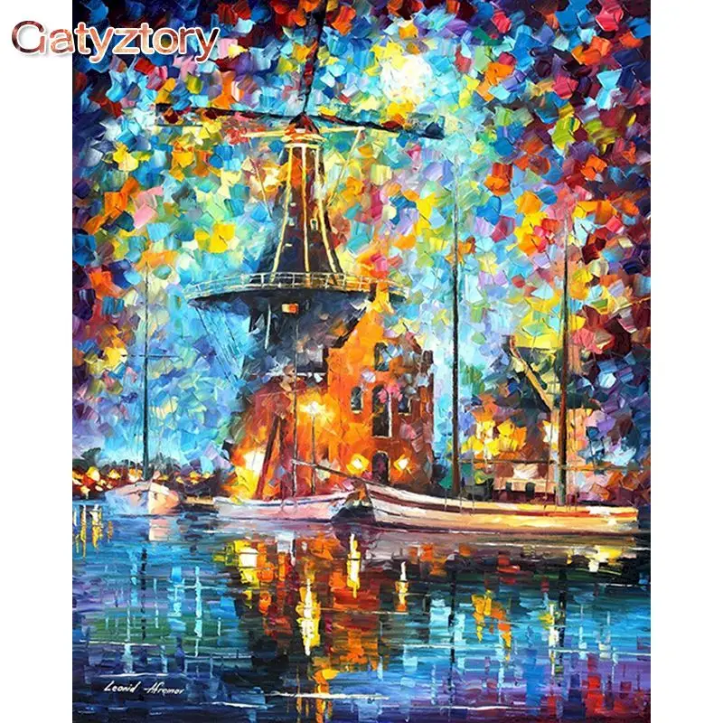 

Painting By Numbers For Adults Abstract Windmill Photo Frames Oil Canvas Drawing Acrylic Handmade Gatyztory Diy Decoration Home