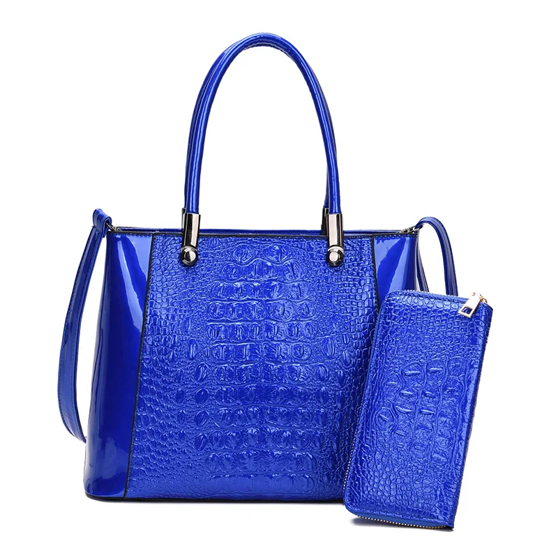 Модная роскошная женская сумка из 2 предметов сумки с крокодиловым узором