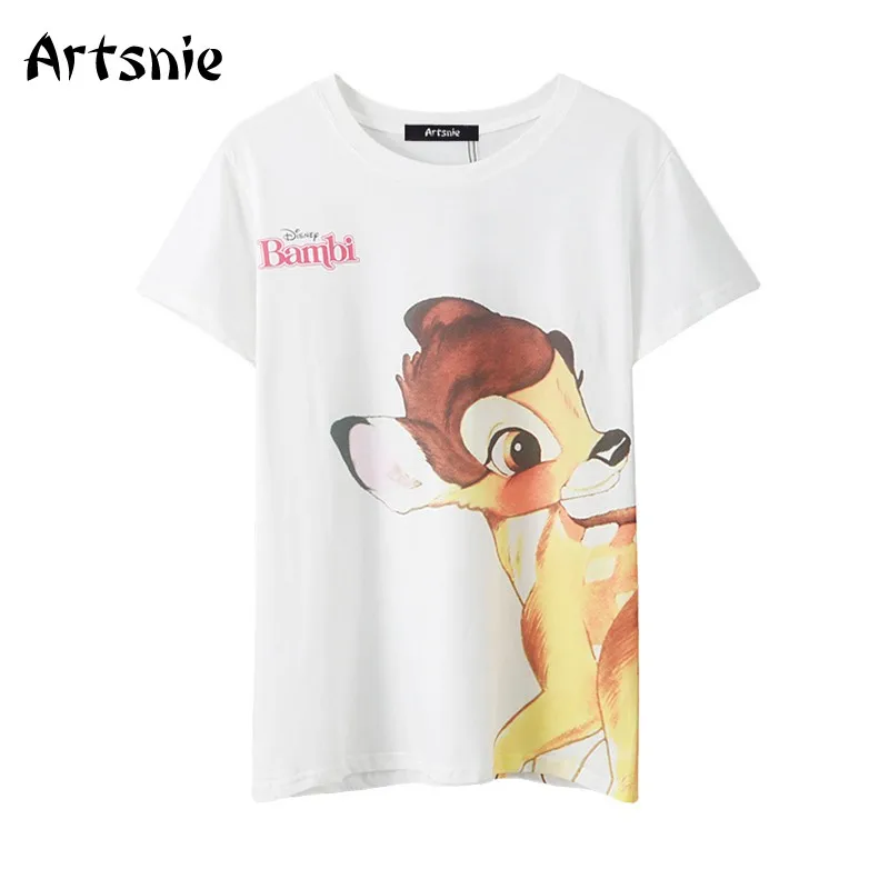 Женская футболка с короткими рукавами Artsnie disney bambi винтажная Повседневная белая