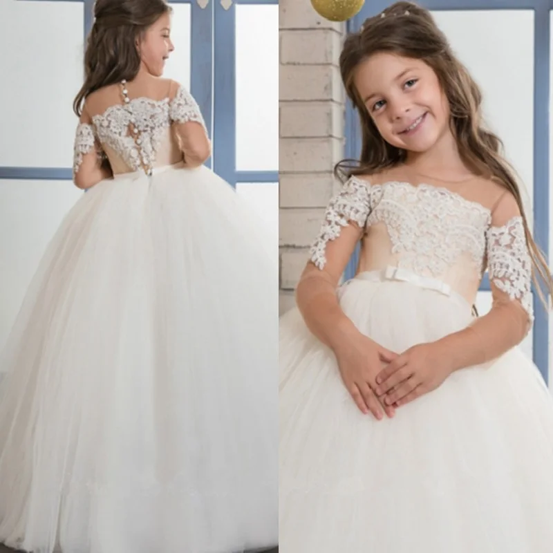 Платья с цветочным узором для маленьких девочек Длинные свадебные платья в пол