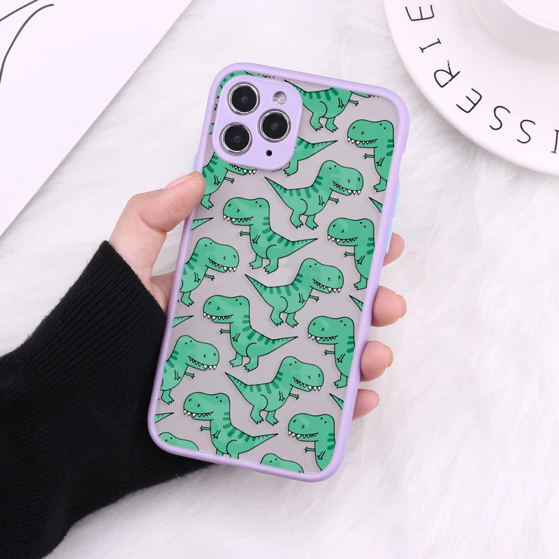 

For iPhone 12 11 Pro Max Cases Cute Cartoon Dinosaur Phone Case For iPhone X XR XS Max 7 8 Plus Shockproof Back Cover