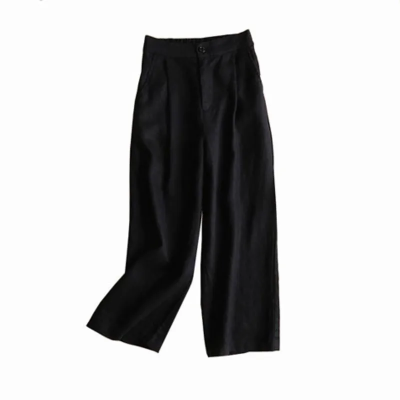 #0654 размера плюс штаны 4XL повседневные платья из хлопка и льна широкие брюки для