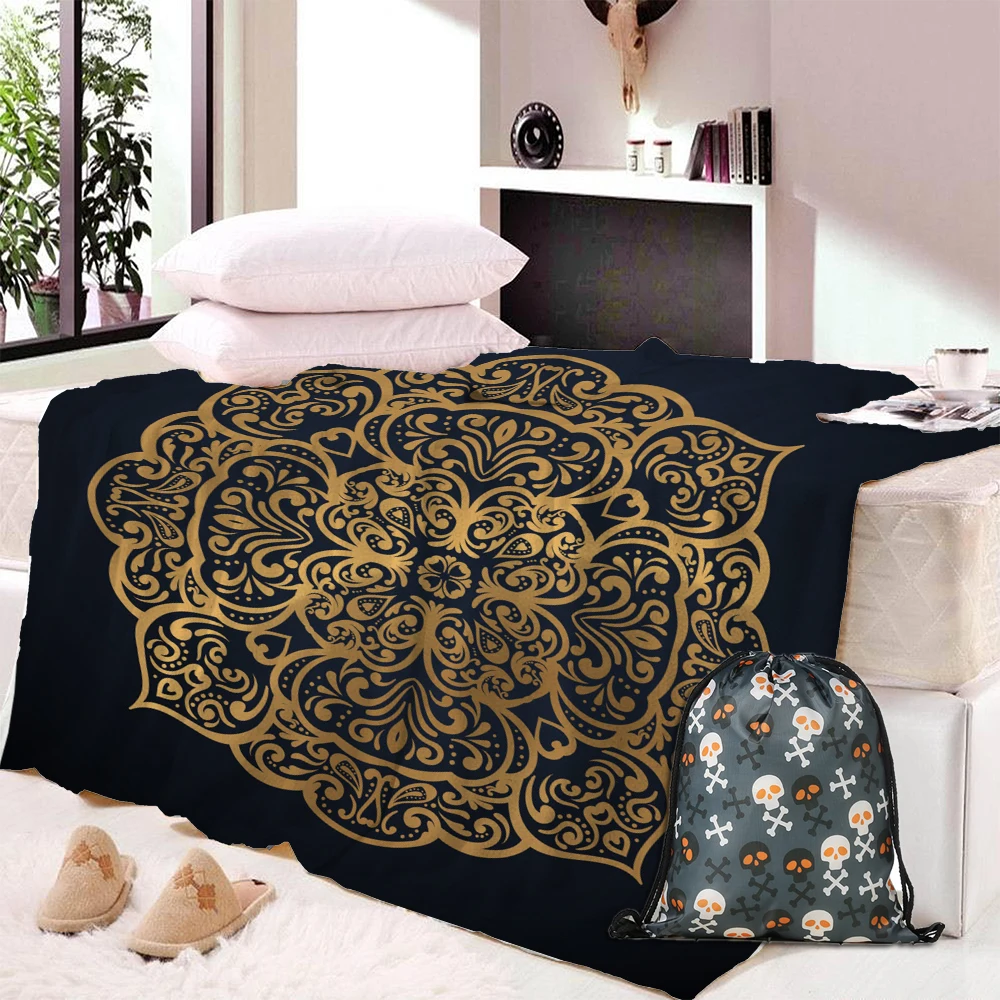 

Mandala Printing Fleece Blanket Colorful Custom Blanket Autumn Leaves Bedding Cobertor Custom DIY