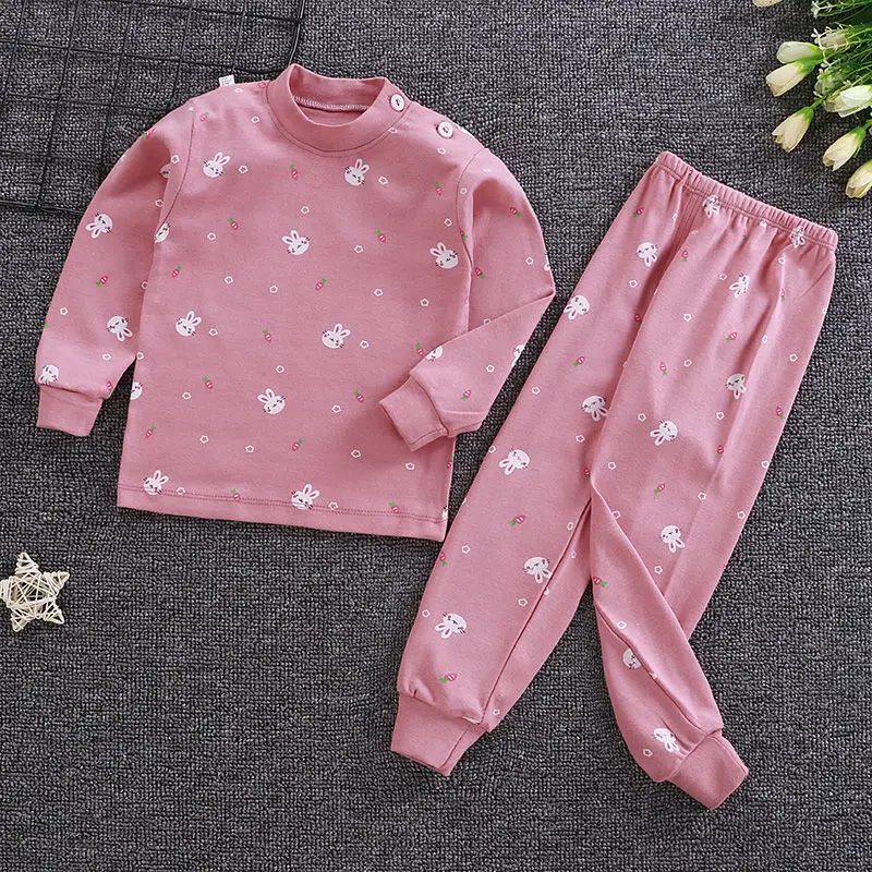 Хлопковая пижама с длинным рукавом для маленьких девочек мультяшный пижамный