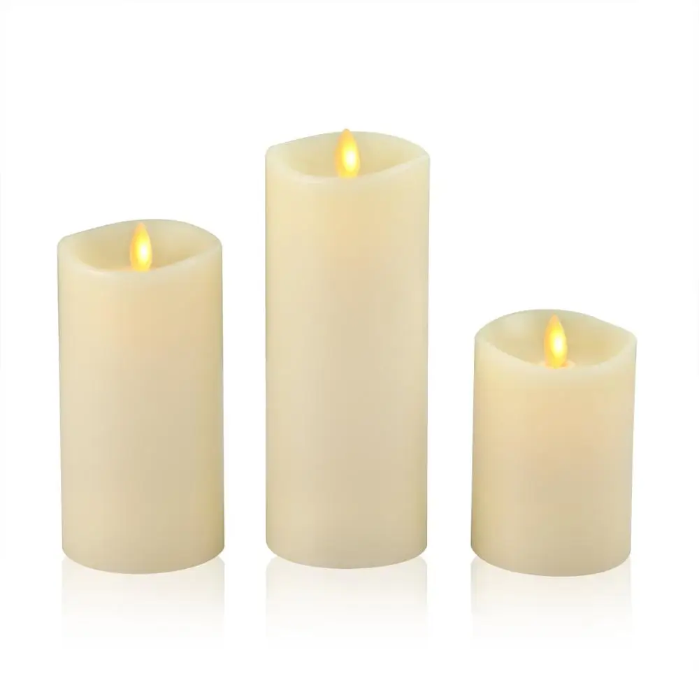 Ksperway беспламенного свечи реальный воск Танцы пламени Цилиндрическая Свеча с