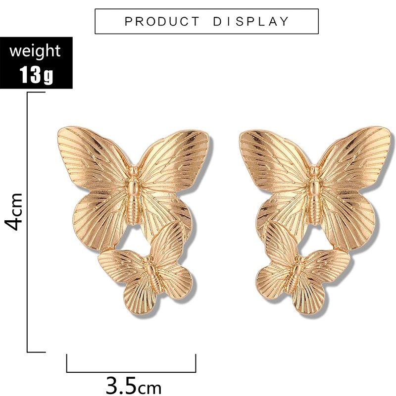 

Creative Butterfly Dangle Earrings Simple Exaggerated Ear Jewelry for Women