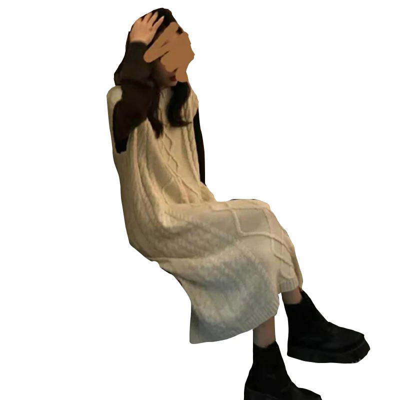 

Early Slimming Youthful-Looking Knitted Dress Female French Minority Autumn Winter Retro Sweater Skirt Two-Piece Long