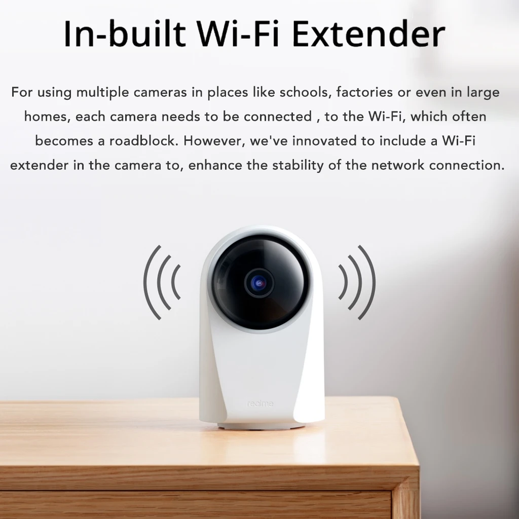 realme smart camera wifi 360° 1080p video recording ai motion detection monitor 360° vision supports up to 128gb memory card free global shi