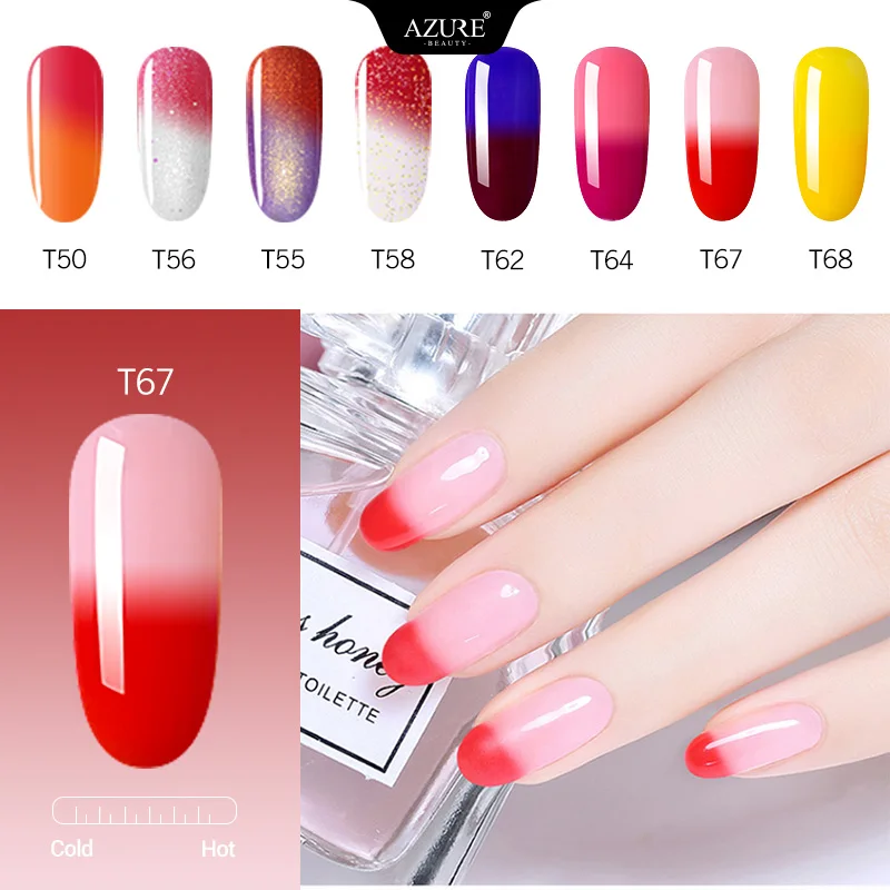Azure Beauty Chameleon Thermo UV Gel Nail Polish Soak Off Changing Color Led Nail Lacquer Long Lasting Glitter Nail Gel Varnish
