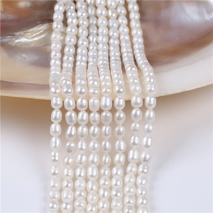 

natural freshwater rice drop shape pearl strings natural color real pearls