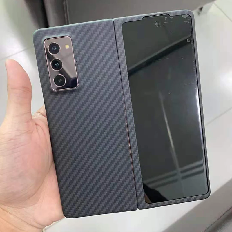 

Carbon fiber phone case for Samsung galaxy Z Fold2 W21 light Thin High-strength protective shell Aramid fiber material