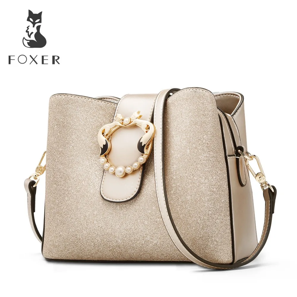FOXER, фирменная Новинка, шикарная женская сумка-мешок, глянцевая модная женская сумка-мессенджер, Женская вместительная стильная сумка на плечо, кошельки