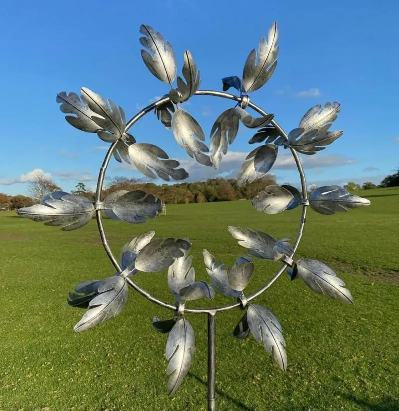

1PC New Leaf Metal Windmill Wind Chime Stainless Steel Windmill Nine Bone Windmill Wind Rotating Garden Decoration