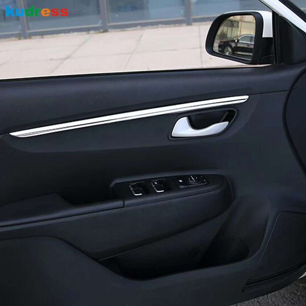 

Накладка на внутреннюю дверную панель из нержавеющей стали для Kia Rio 4 X-line 2018 2019, декоративные полоски, аксессуары для салона автомобиля, 4 шт.