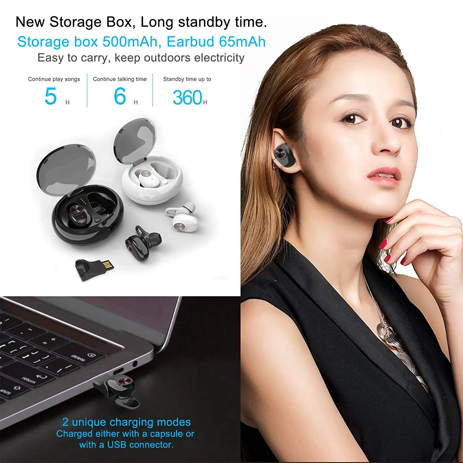 HBUDS V5 Мини Bluetooth наушники с микрофоном V5.0 шумоподавления для Iphone Xiaomi Samsung|Наушники