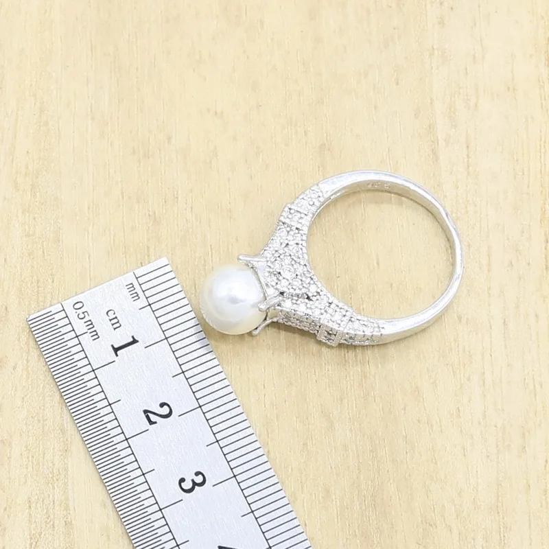 Белый перламутровый серебристый набор украшений для женщин браслет серьги