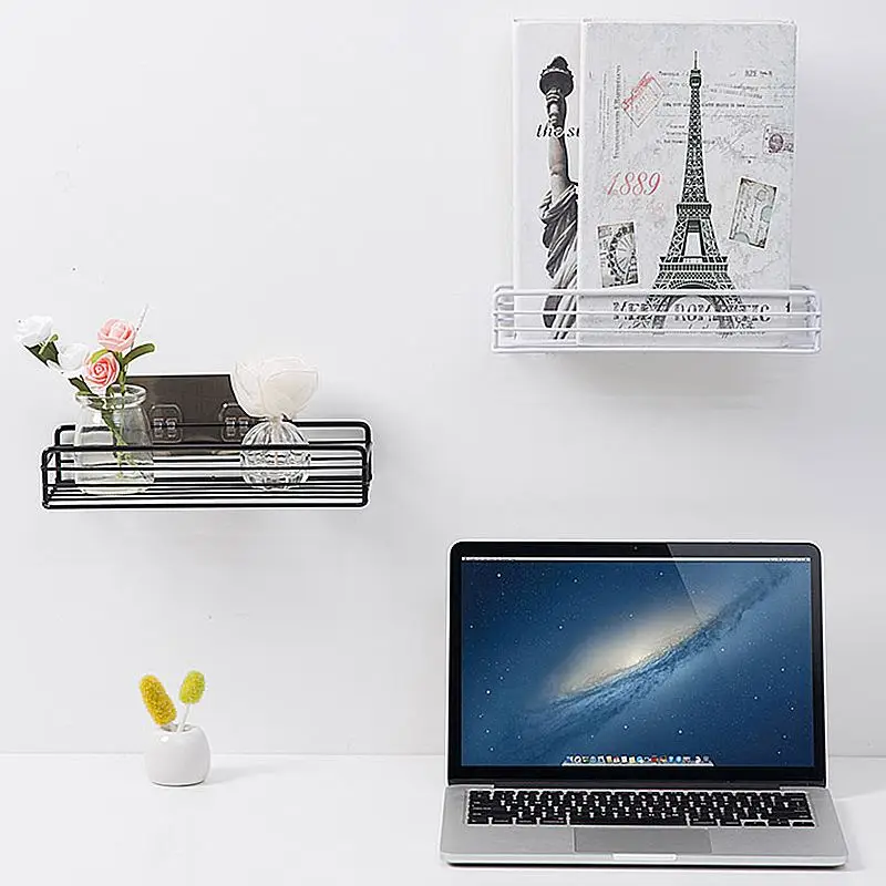 

Wrought Wall-mounted Storage Holders Iron Bathroom Toiletries Shelf Shower Gel Storage Rack Room Kitchen Tableware Organizer