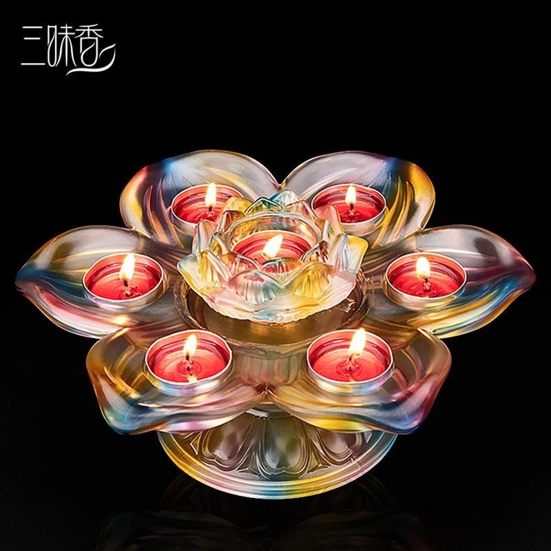 Стеклянный подсвечник с маслом лотоса в стиле ретро буддийский стеклянный