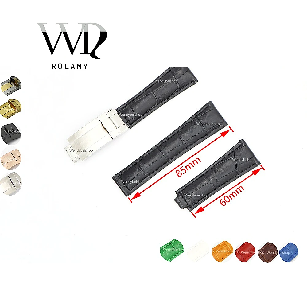 Винтажный роскошный ремешок для наручных часов Rolamy 20 мм из натуральной телячьей