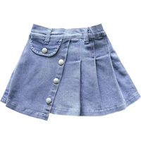 baby western style personality half length skirt girls spring and summer baby girls fashion folding denim skirt p4619