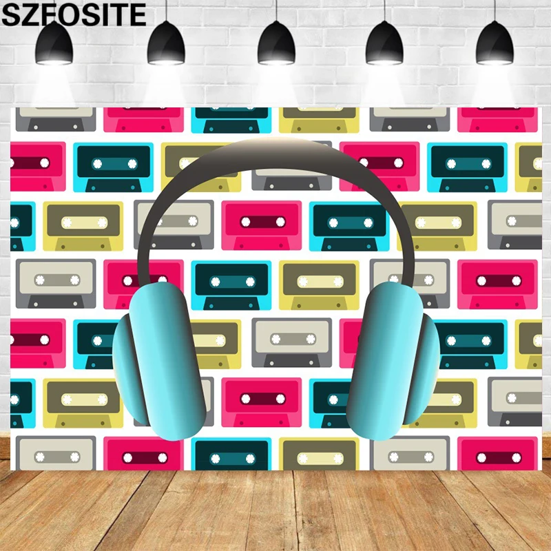 

Vintage Recorder Tape Theme Carnival Cool Background Old Friend Party Decoration Photography Studio Photo Custom Vinyl Backdrop
