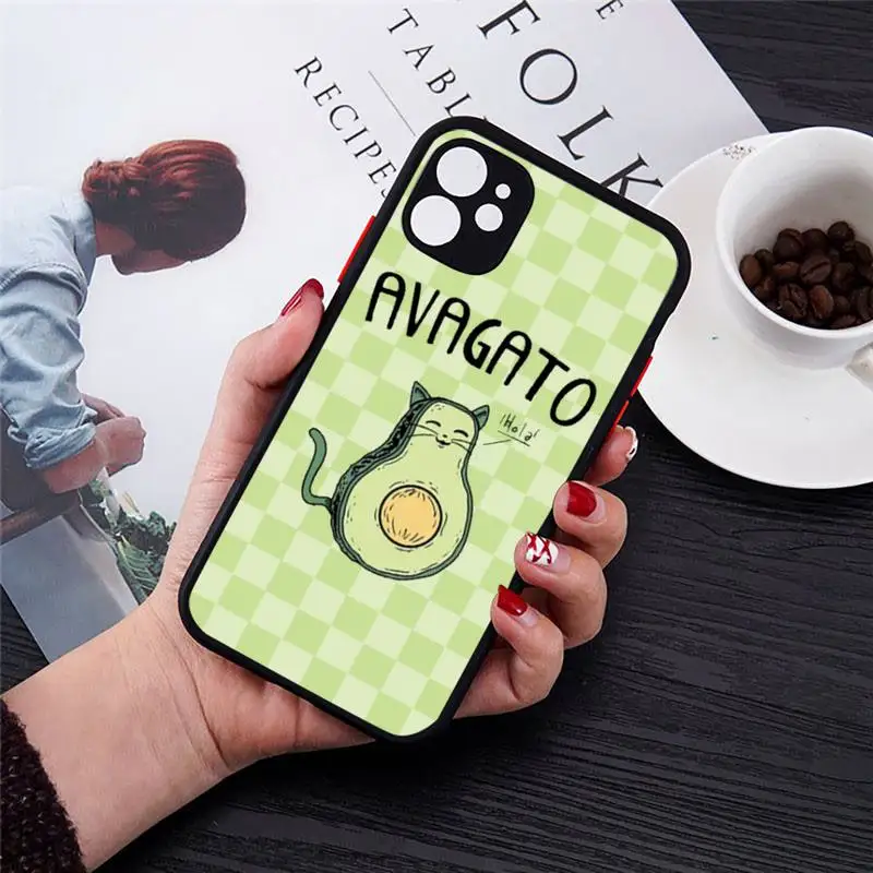 

cute cartoon Avocado Phone Case Transparent Matte for iPhone 7 8 11 12 s mini pro X XS XR MAX Plus mobile bags