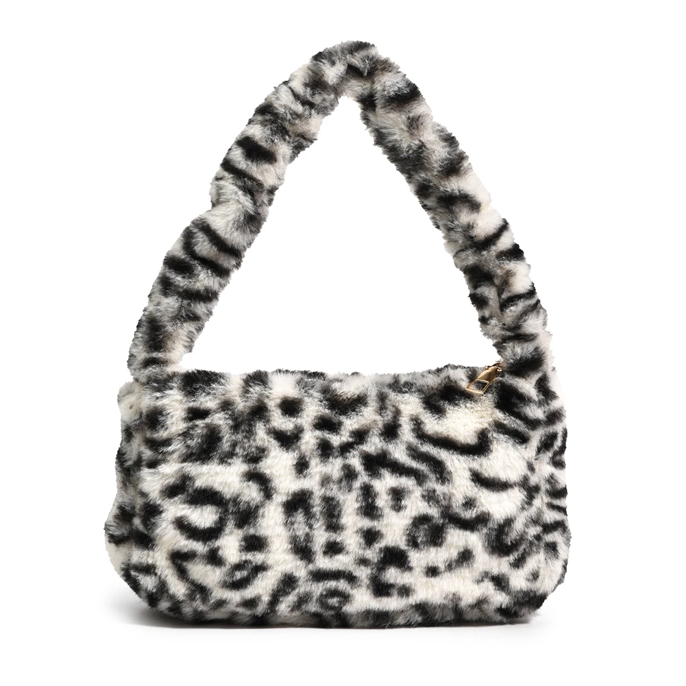 

Винтажная сумка на плечо с леопардовым принтом вишни для девочек-подростков, женские плюшевые сумки-тоуты на осень и зиму