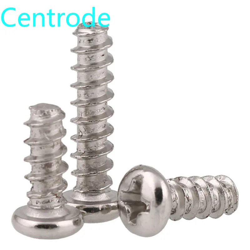 304 Stainless Steel Cross Round Head Flat Tail Self Tapping Screws PB Philip's Pan End Wood Screw M1.4-M2 20pcs | Обустройство