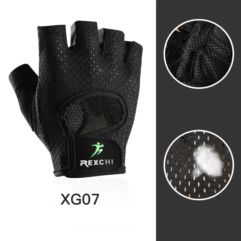 XG07 Black Спортивная Тяжелая атлетика для занятий йогой для мужчин/wo мужские фитнес-перчатки бодибилдинг, тренировка, дышащие Нескользящие перчатки с половинным пальцем - Цвет: XG07 Black