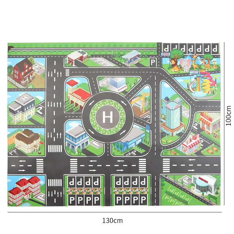 

130*100 CM Simulation City Traffic Play Mats Large Urban Traffic Track Rules Parking Lot Scene Simulation Play Mats For Baby Toy