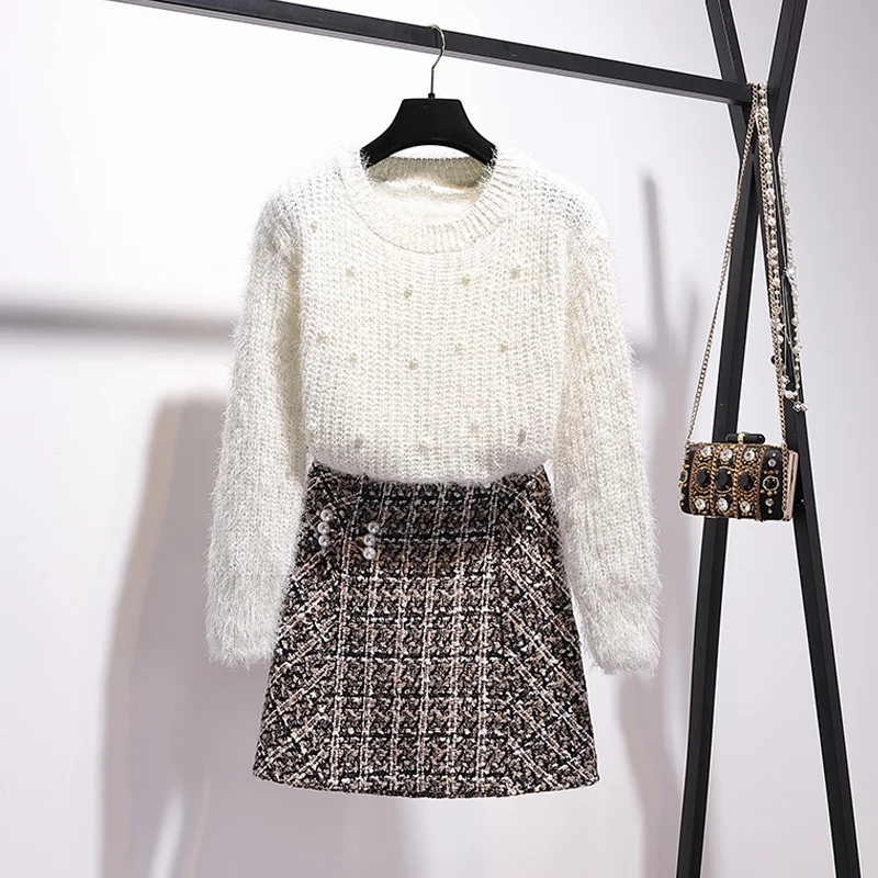 JSXDHK осенне-зимний комплект из двух предметов с бусинами повседневный модный