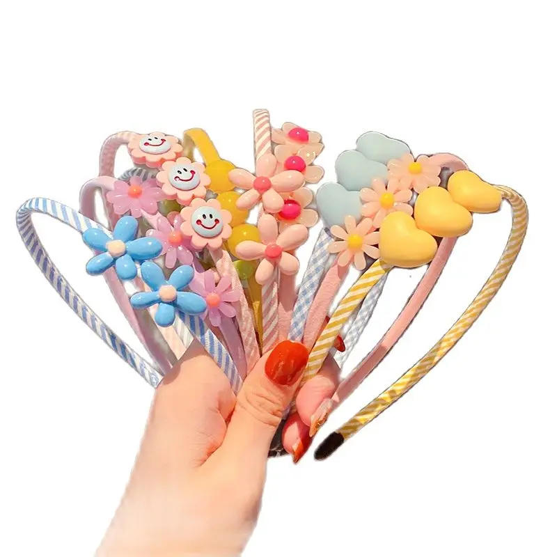 

New Cute Acrylic Cartoon Flower Heart Headbands for Children Baby Girls Lovely Hair Hoop Headbands Kids Hair Band Accessories