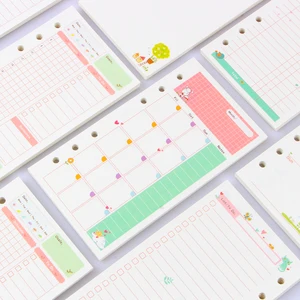 2016 New cute spiral inner paper core stationery for notebook,7 kinds:line,grid,blank,point,to do ,dailymonthweek planner A5A6
