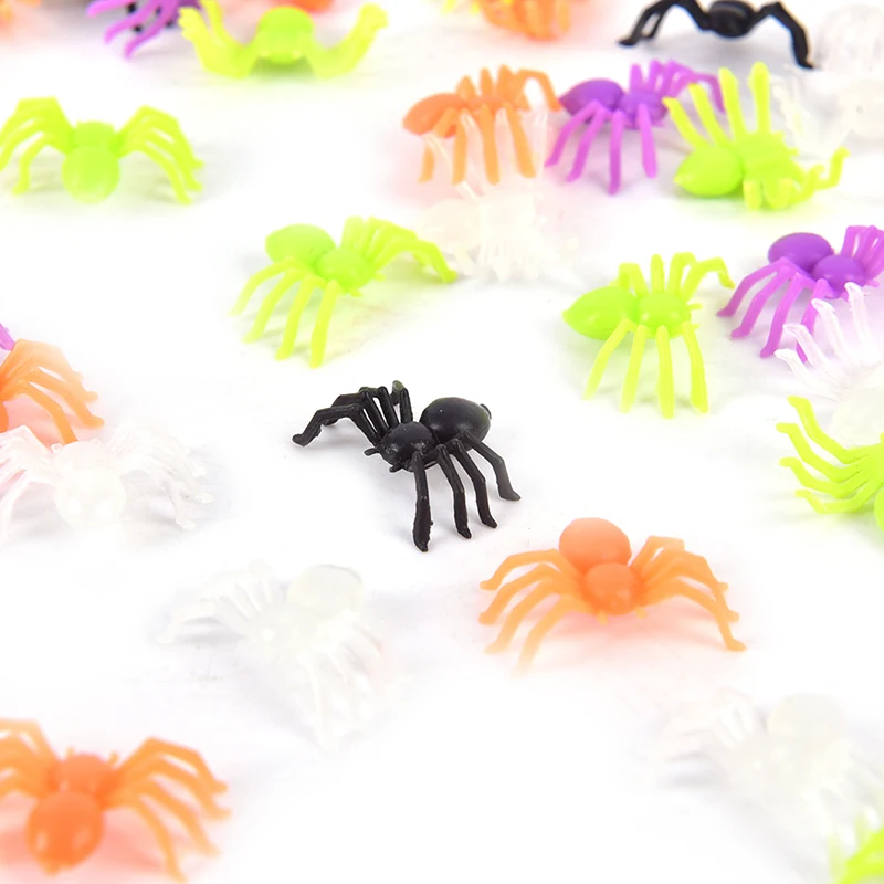 200 шт./компл. Хэллоуин пластик смешанных цветов миниатюрные пауки ужаса украшают