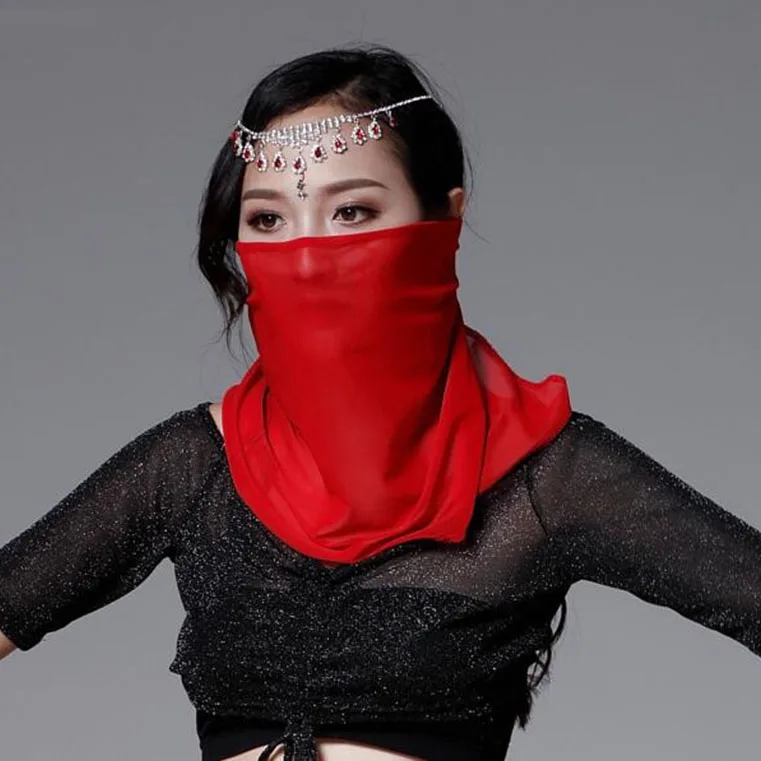 Женщины красная вуаль стандартное лицо костюмы для танца живота индия