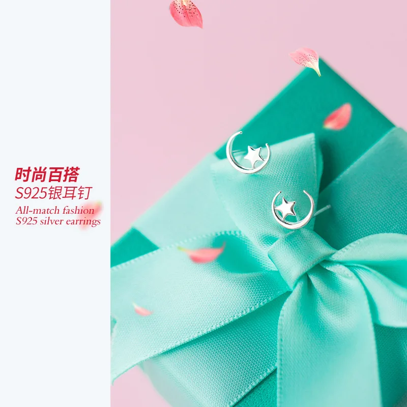 Женские серьги гвоздики из серебра 100% пробы 7 мм мм|fashion stud earrings|stud earringsstar earrings |