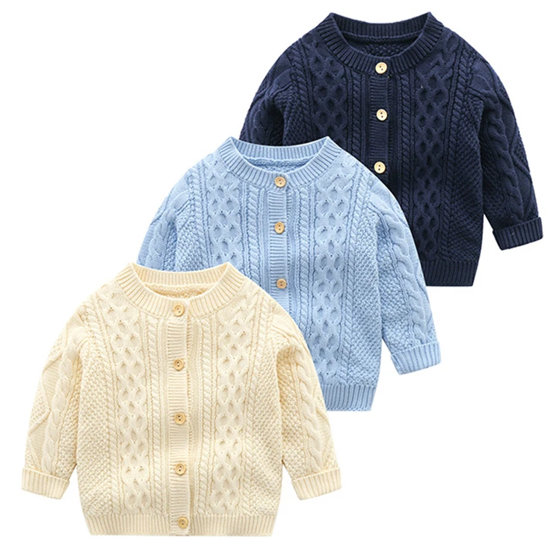 New Cardigan Baby Sweater Knitted Boys Girls Toddler Solid Sweater Handmade Infant Single Breasted Cardigan Kids Newborn Clothes images - 6