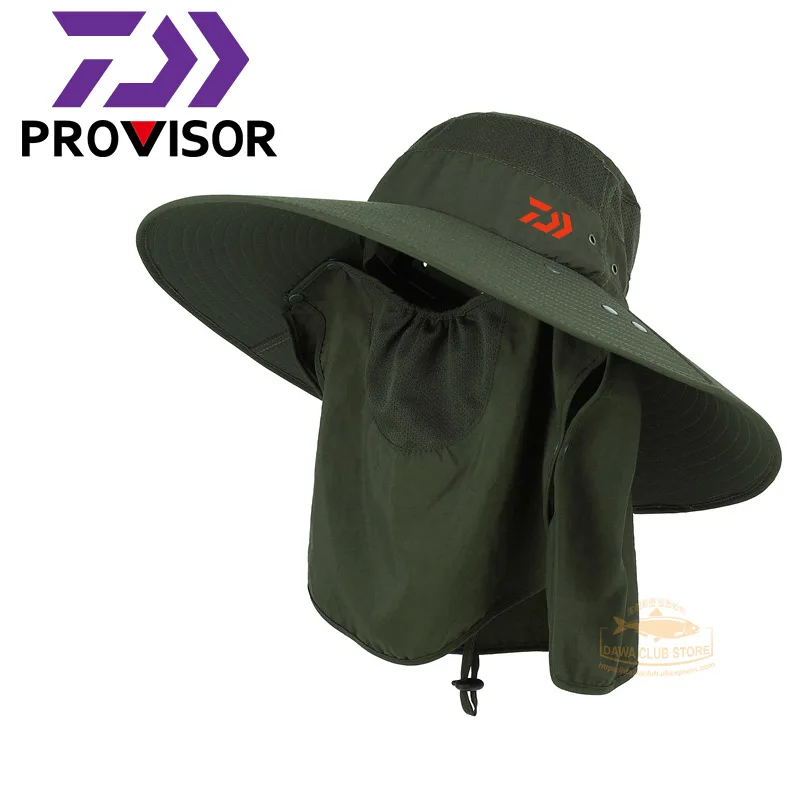 

DAWA Fishing Sun Hat Summer Outdoor Mountaineering Sunshade Big Eaves Hat Cycling Uv Protection Cap DAIWA Adjustable Fishing Hat