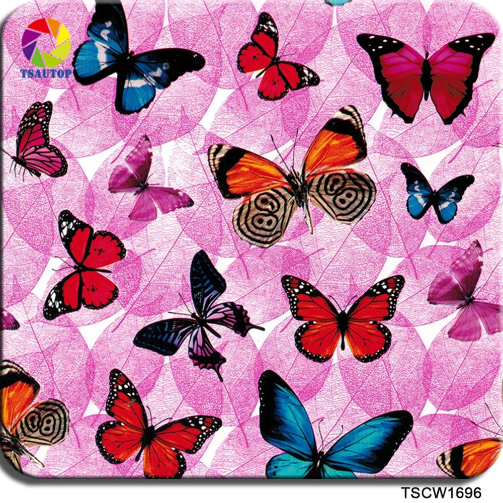 

Free shipping TSAUTOP Size 0.5m x 2m/10m butterfly pattern liquid film cartoon films hydro graphics film WDF1696