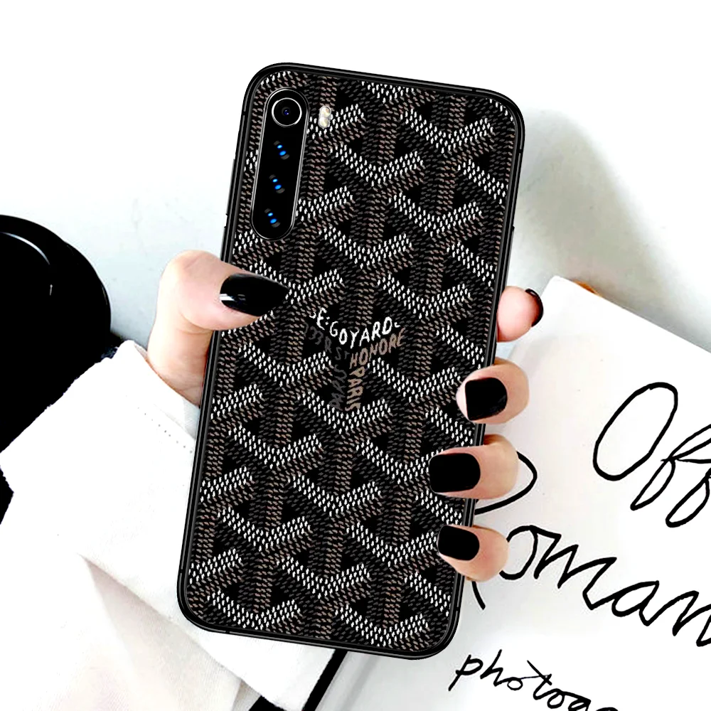 

Luxury Goyard Brand Phone Case For Xiaomi Redmi Note 7 8 8T 9 9S 4X 7 7A 9A K30 Pro Ultra black Funda Soft Bumper Fashion Shell
