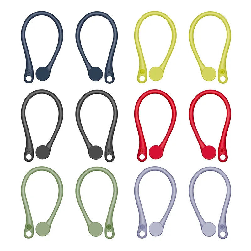 

1Pair Colorful Soft Silicone Protective Earhooks Anti-lost Ear Hook Secure Fit Hooks Earphone Holders For Apple AirPods 1 2 Pro